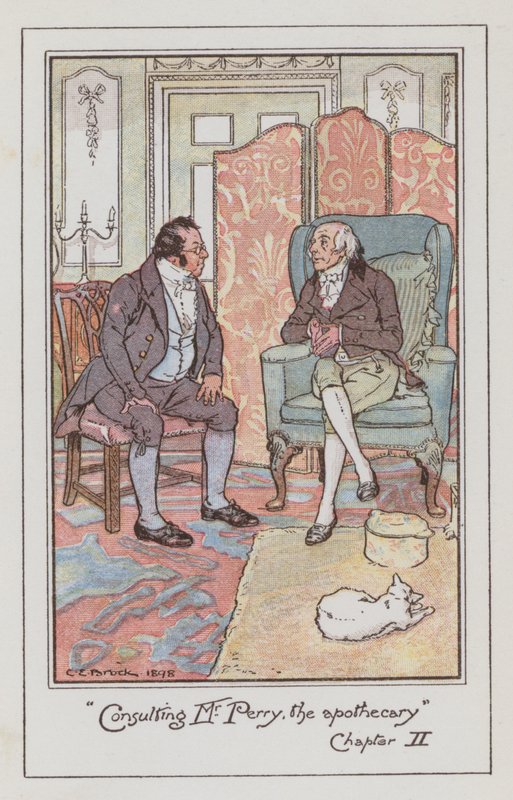Illustrasjon for Emma av Jane Austen (farge litho) av Charles Edmund Brock