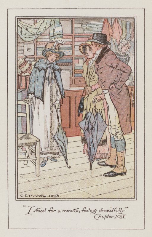 Illustrasjon for Emma av Jane Austen (farge litho) av Charles Edmund Brock