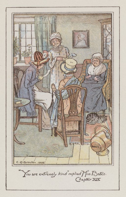 Illustrasjon for Emma av Jane Austen (farge litho) av Charles Edmund Brock