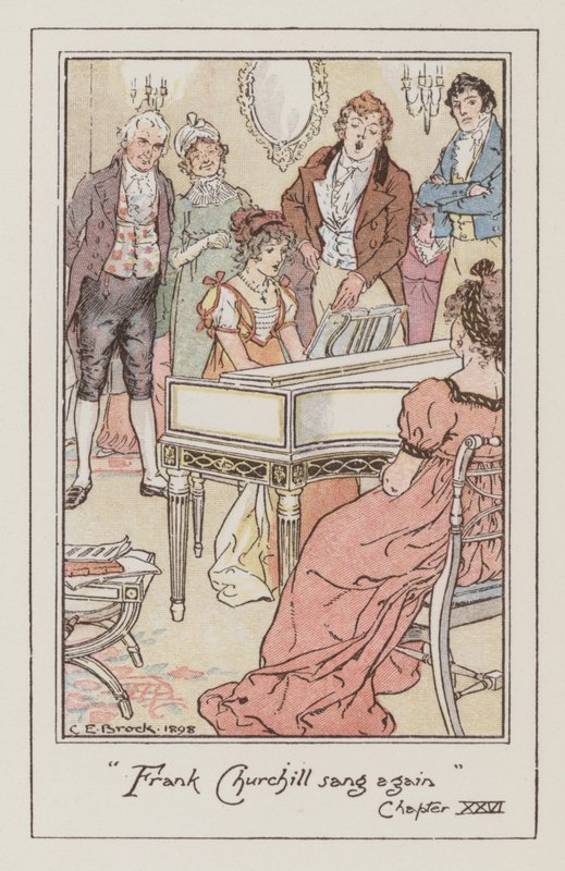 Illustrasjon for Emma av Jane Austen (farge litho) av Charles Edmund Brock