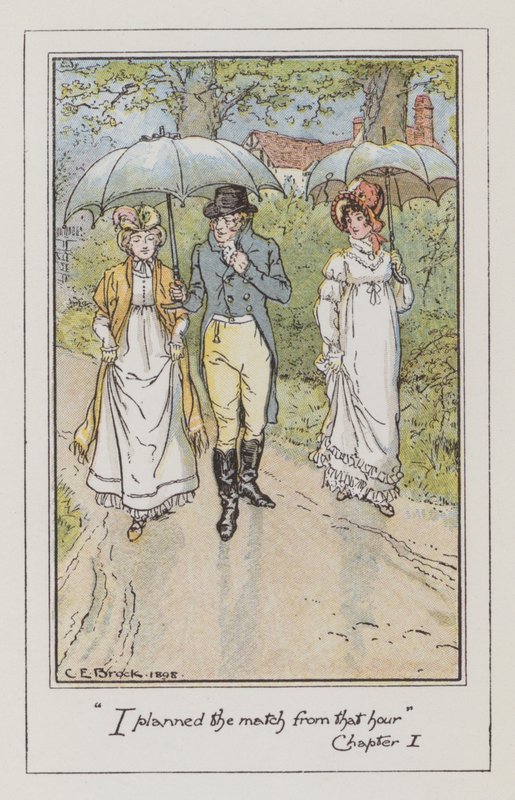 Illustrasjon for Emma av Jane Austen (farge litho) av Charles Edmund Brock