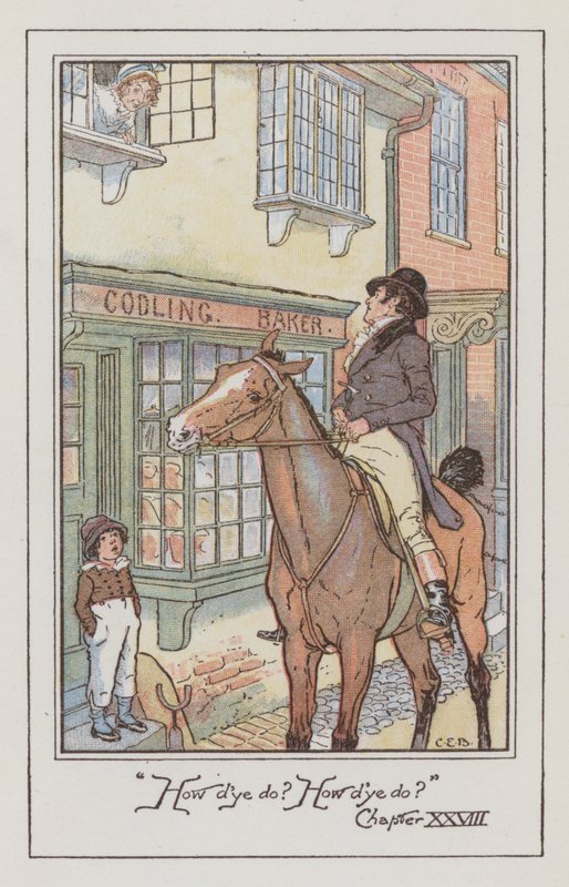 Illustrasjon for Emma av Jane Austen (farge litho) av Charles Edmund Brock