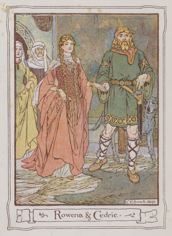 Illustrasjon for Ivanhoe av Sir Walter Scott (farge litho) av Charles Edmund Brock