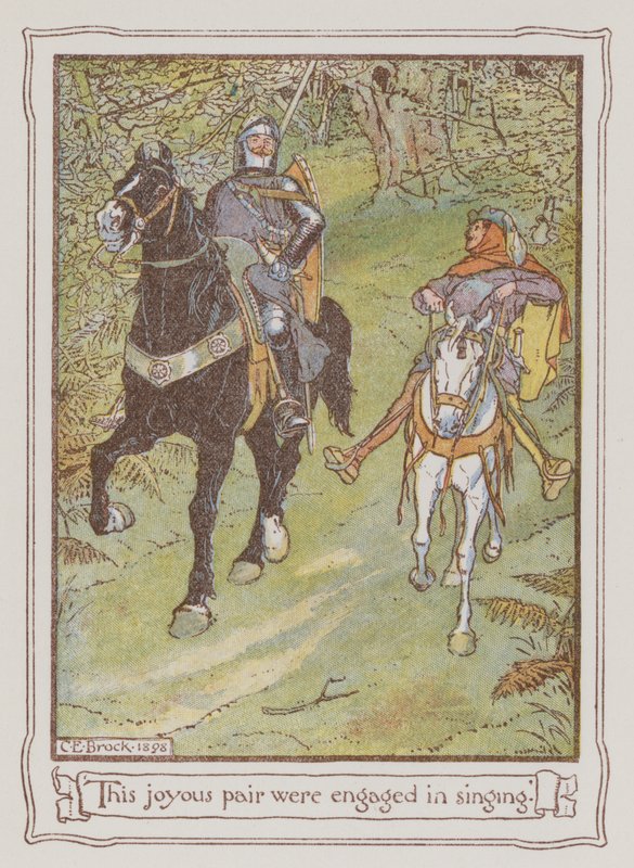 Illustrasjon for Ivanhoe av Sir Walter Scott (farge litho) av Charles Edmund Brock
