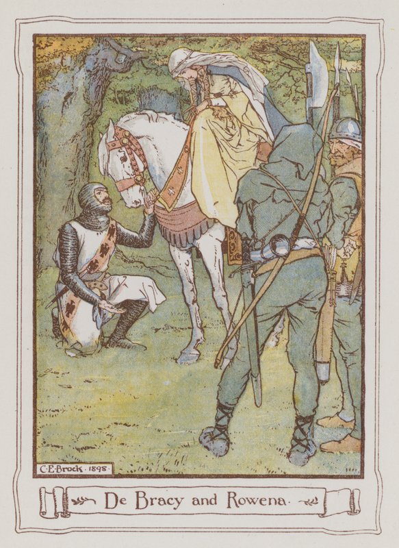 Illustrasjon for Ivanhoe av Sir Walter Scott (farge litho) av Charles Edmund Brock