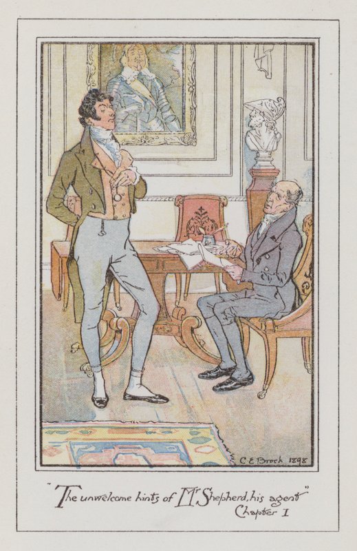 Illustrasjon for persuasion (farge litho) av Charles Edmund Brock