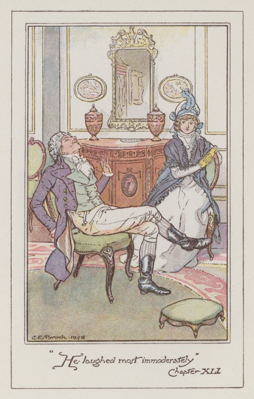 Illustrasjon for Sense and Sensibility av Jane Austen (farge litho) av Charles Edmund Brock