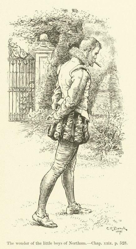 Illustrasjon for Westward Ho! av Charles Kingsley (gravering) av Charles Edmund Brock