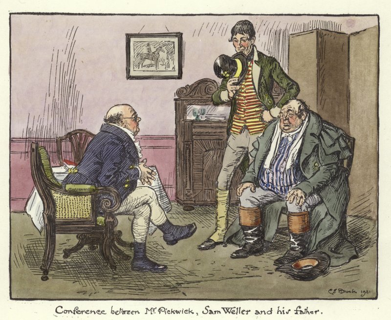 Illustrasjon for Pickwick Papers av Charles Edmund Brock