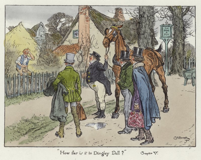 Illustrasjon for Pickwick Papers av Charles Edmund Brock