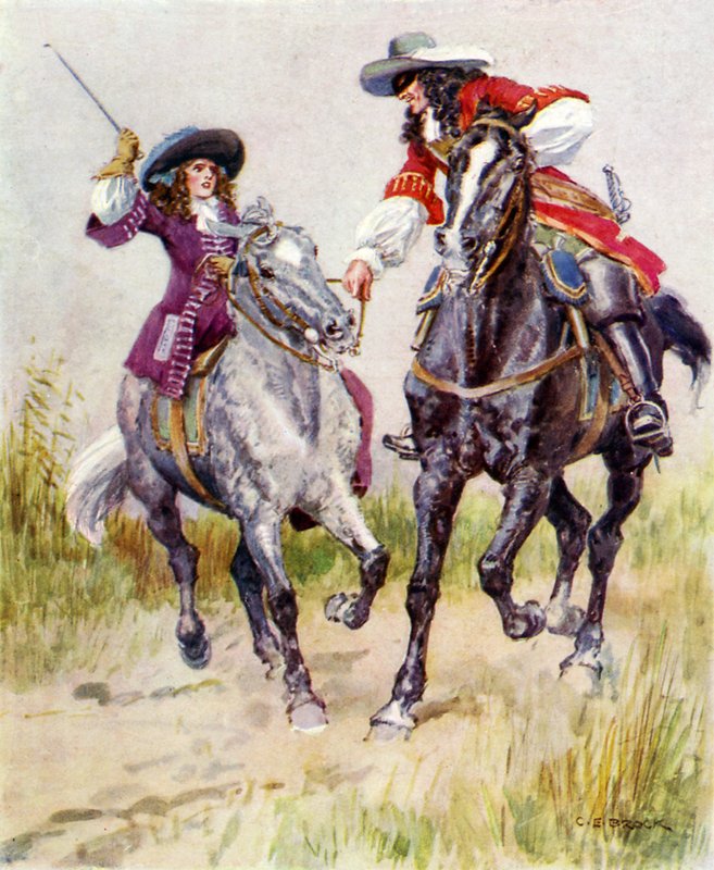 Maskert landeveismann stopper vakker jente av Charles Edmund Brock