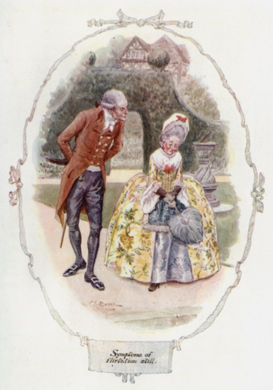 Symptomer på en flørtstill (farge litho) av Charles Edmund Brock