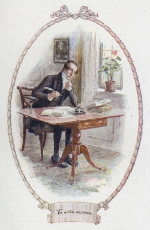Å skrive prekener (farge litho) av Charles Edmund Brock
