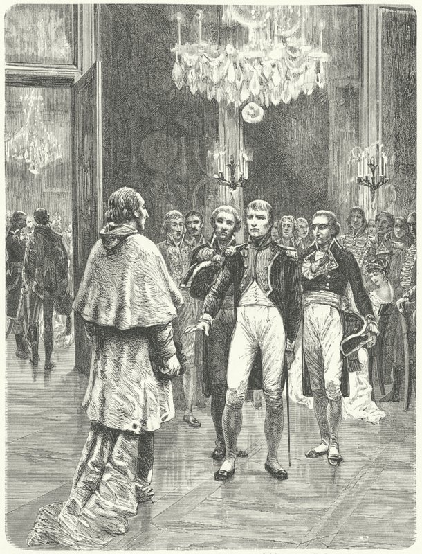 Napoleon tar imot kardinal Ercole Consalvi ved Tuileries-palasset, Paris av Charles Edouard Delort