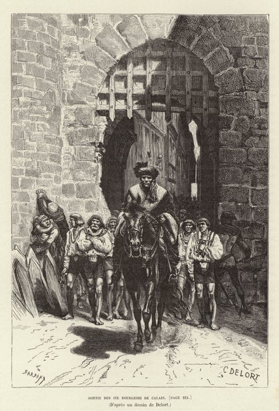 Sortie des six Bourgeois de Calais. De seks borgerne i Calais forlater byen av Charles Edouard Delort