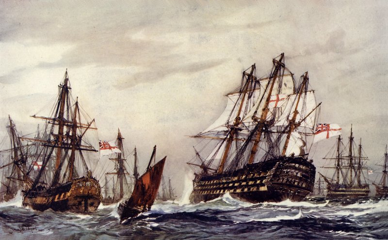 Bombeketcher som hilser seieren, desember 1805 av Charles Edward Dixon