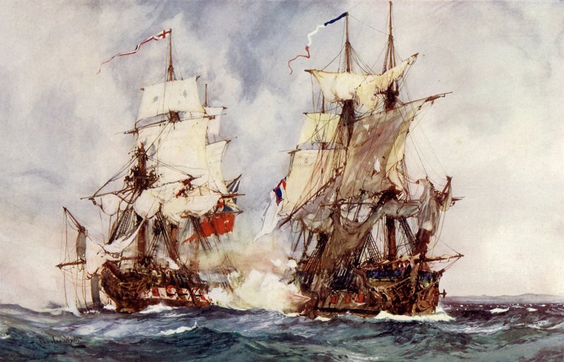 Fangst av den franske gjenforeningen av halvmånen, 1793 av Charles Edward Dixon
