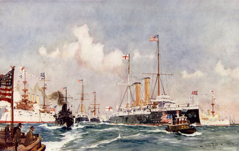 Flaggskipet Crescent ved Bar Harbour, 1900 av Charles Edward Dixon