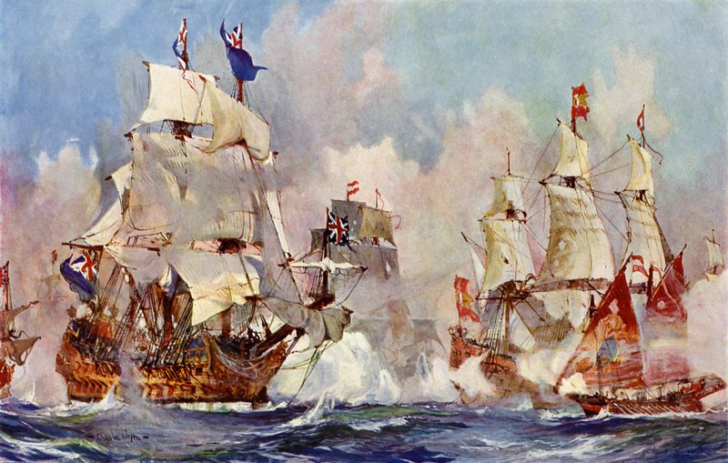 Prins George i slaget ved Malaga, 1704 av Charles Edward Dixon