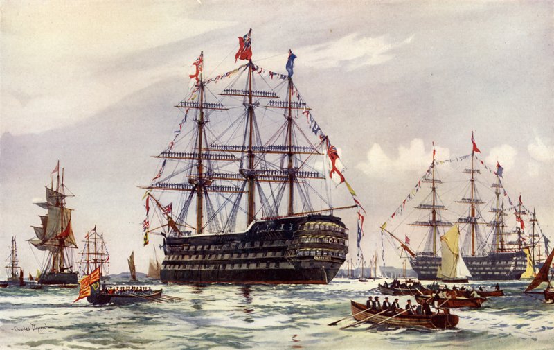 Dronningen ved Spithead Review fra 1845 av Charles Edward Dixon
