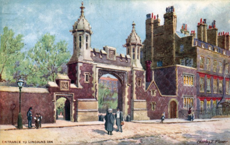 Inngang, Lincolns Inn, London av Charles Edwin Flower