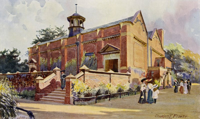 London Zoo: Ape House (farge litho) av Charles Edwin Flower