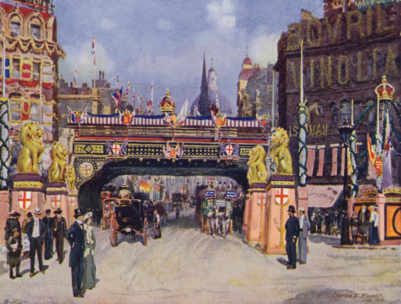 Ludgate Circus i juni 1902 av Charles Edwin Flower
