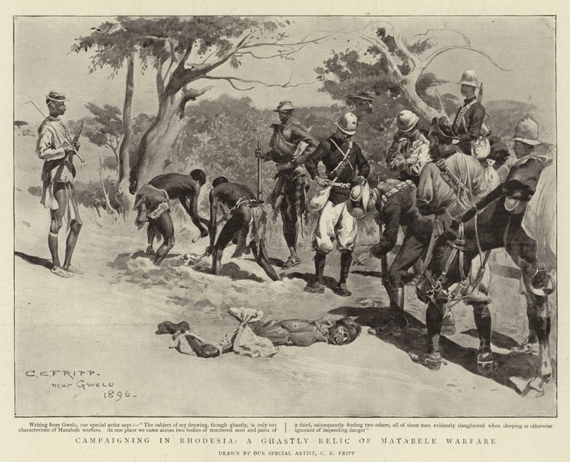 Kampanjer i Rhodesia, en grusom relikvie fra Matabele-krigføring av Charles Edwin Fripp