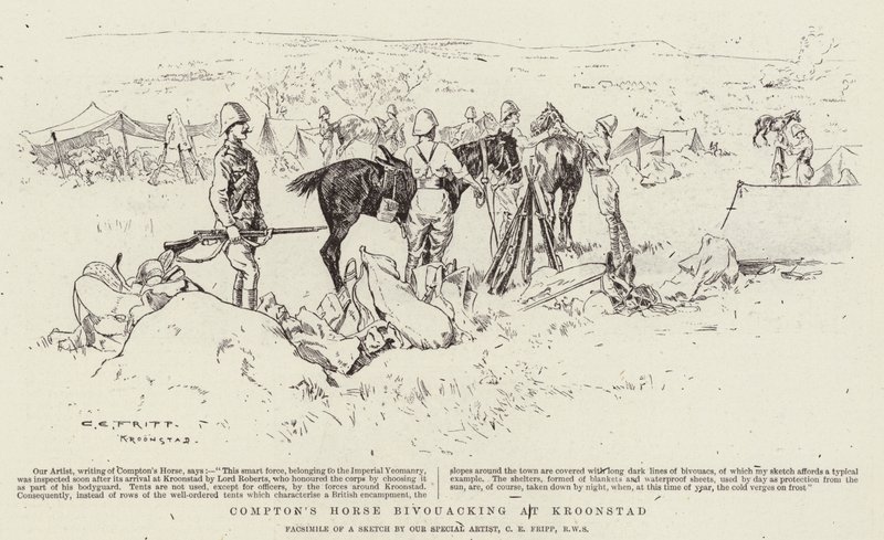 Compton's Horse bivuakk på Kroonstad av Charles Edwin Fripp