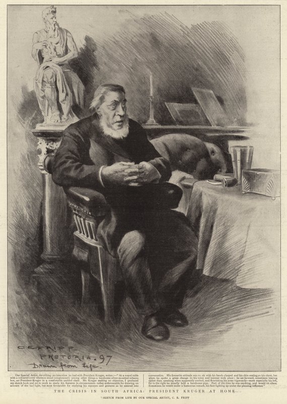 Krisen i Sør-Afrika, president Kruger hjemme av Charles Edwin Fripp