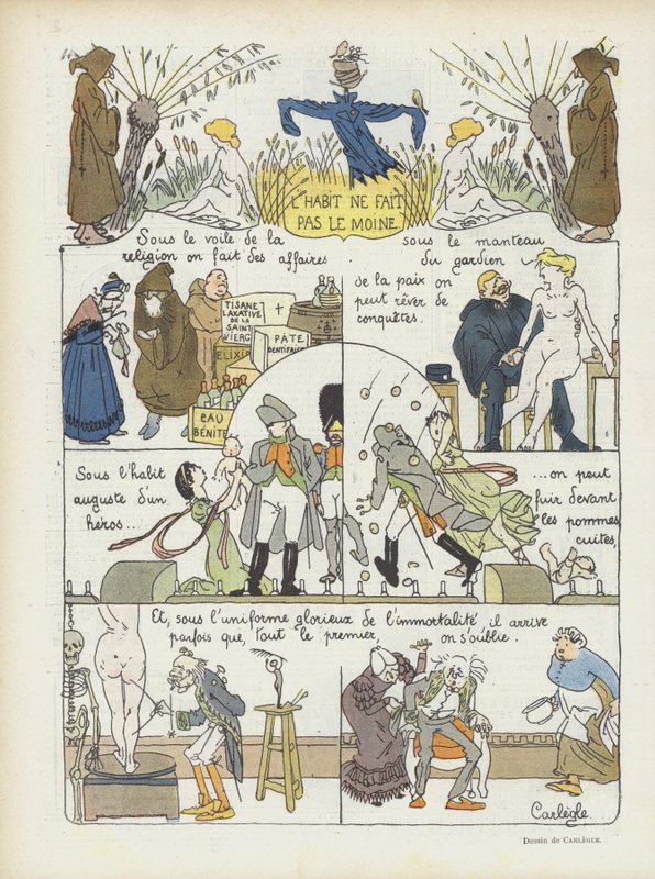 Klærne gjør ikke mannen. Illustrasjon for Le Rire av Charles Emile Egli