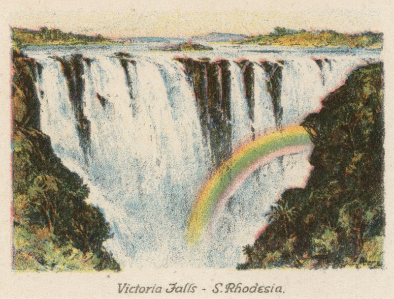 Sør-Afrika: Victoriafallene, Sør-Rhodesia (fargelitografi) av Charles Ernest Peers