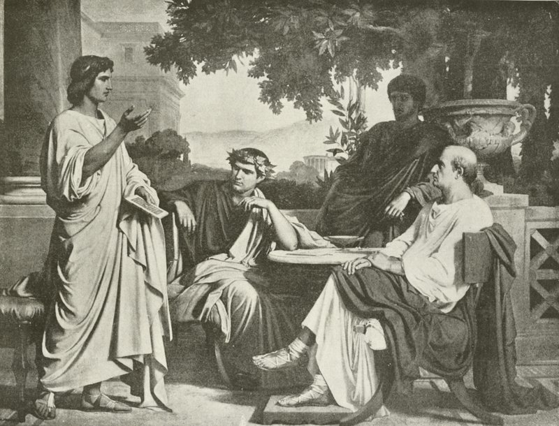 Virgil, Horace og Varius ved huset til Maecenas (dyptrykk) av Charles François Jalabert