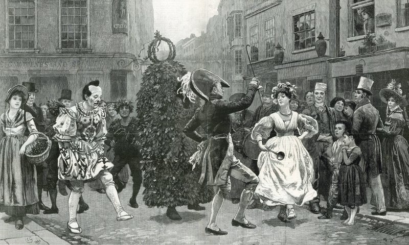 Jack-in-the-Green - en scene fra mai for seksti år siden (dvs. ca 1830) av Charles Green
