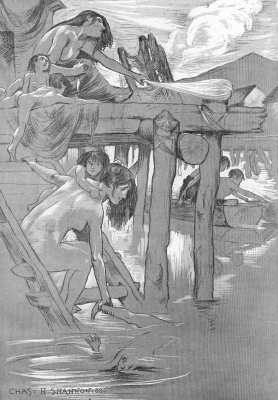En urbadeplass (litho) av Charles Haslewood Shannon
