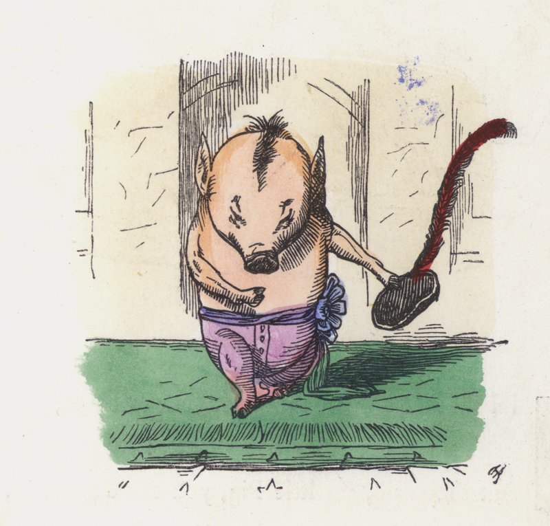 Den lille Piggy-parykken (farget gravering) av Charles Henry (after) Bennett
