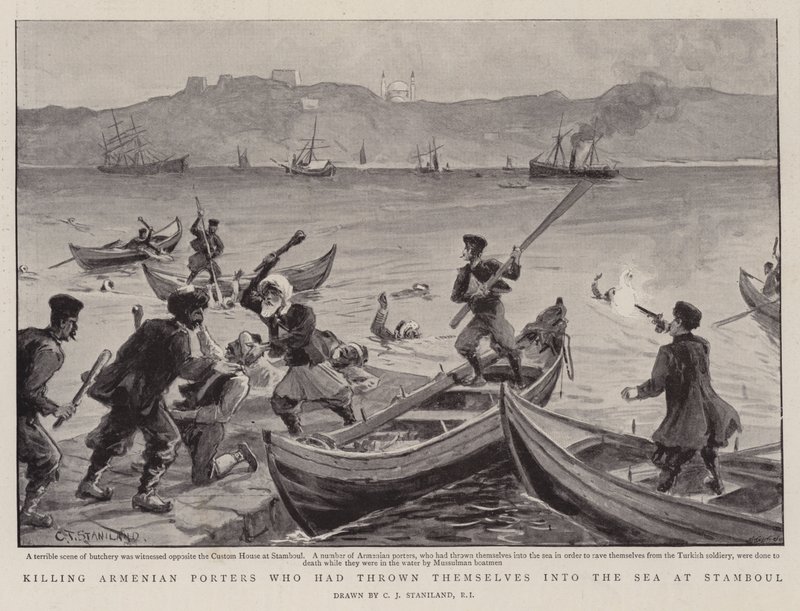 Drep armenske bærere som hadde kastet seg i havet ved Stamboul av Charles J. Staniland