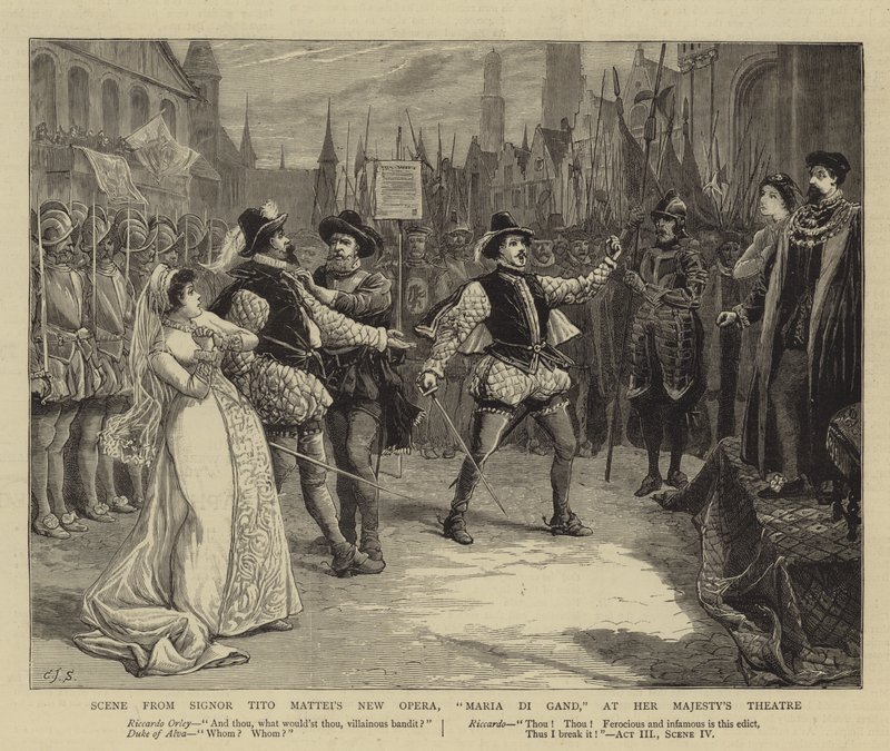 Scene fra Signor Tito Matteis nye opera, Maria Di Gand, på Her Majesty