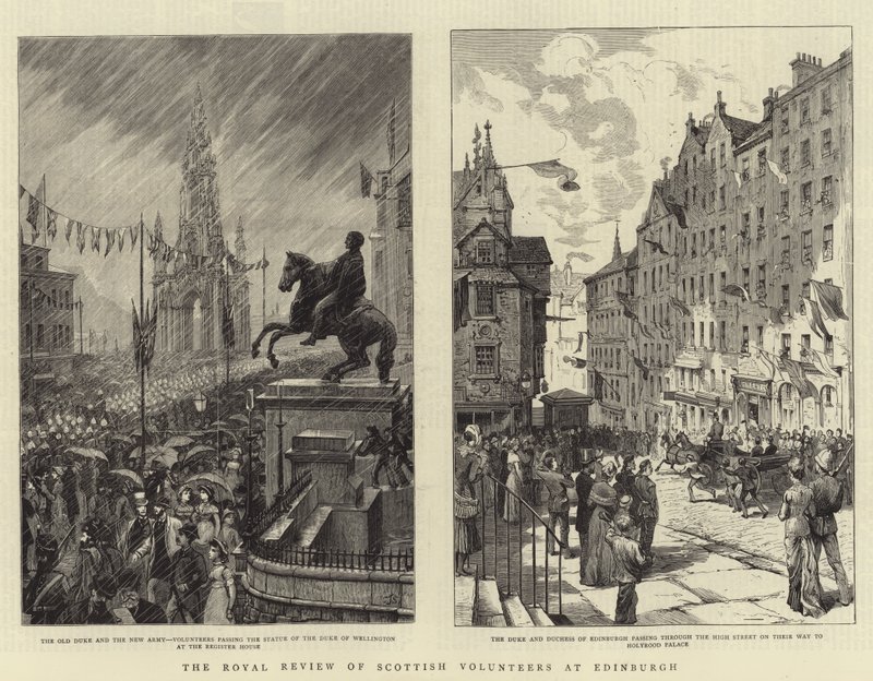 The Royal Review of Scottish Volunteers i Edinburgh av Charles J. Staniland
