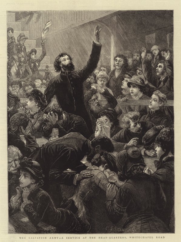 Frelsesarmeen, en tjeneste ved hovedkvarteret, Whitechapel Road av Charles J. Staniland