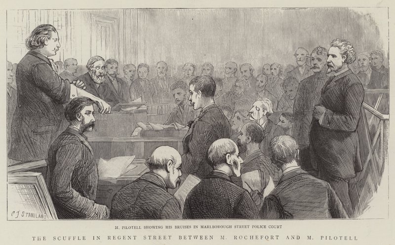 The Scuffle i Regent Street mellom M Rochefort og M Pilotell av Charles J. Staniland