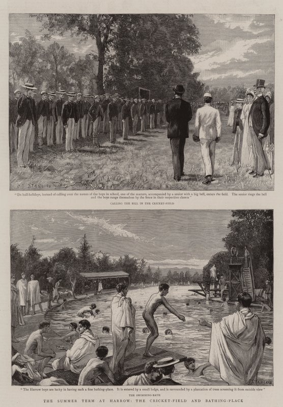 Sommerterminen på Harrow, Cricket-feltet og badeplassen av Charles J. Staniland
