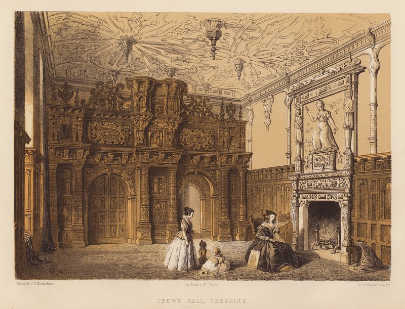 Crewe Hall, Cheshire (aquatint)   1324157   no       norwegian Successfully Translated  Original: Jacht op otters Jachttaferelen (series title) In quibus omne genus venationis, aucupij, piscatusque (series title) Translat: Jacht op otters Jachttaferelen (s av Charles James Richardson