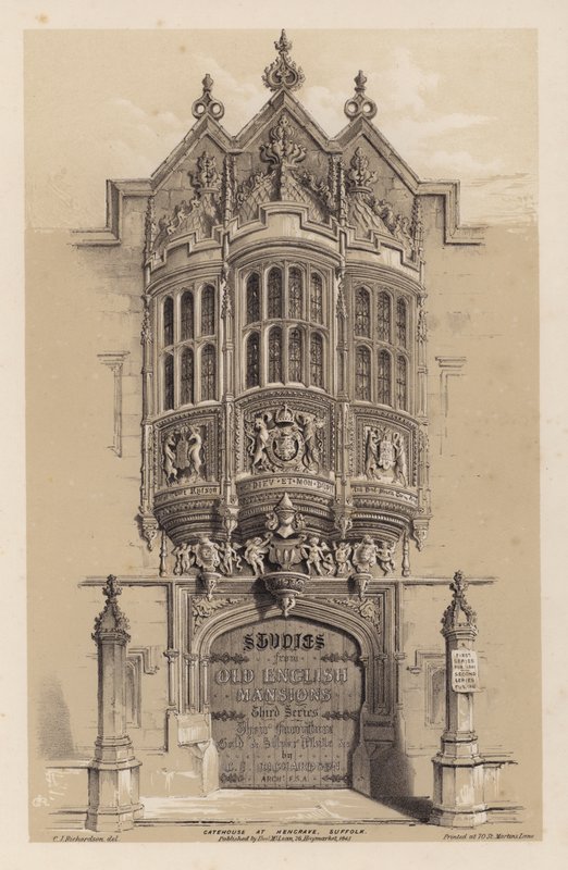 Frontispice for Old English Mansions, Third Series, av CJ Richardson (farge litho) av Charles James Richardson