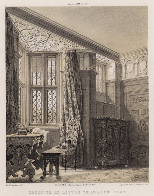Interiør i Little Charlton, Kent (farge litho) av Charles James Richardson
