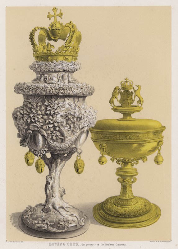 Kjærlige kopper, eiendommen til Barbers Company (farge litho) av Charles James Richardson