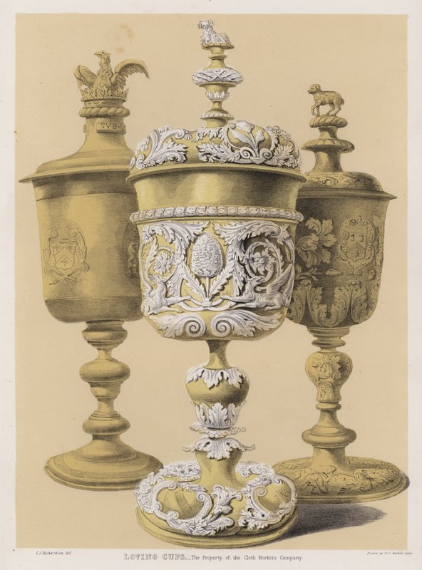 Kjærlige kopper, eiendommen til Cloth Workers Company (farge litho) av Charles James Richardson