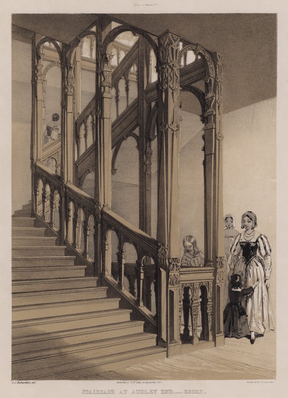 Trapp i Audley End, Essex (farge litho) av Charles James Richardson