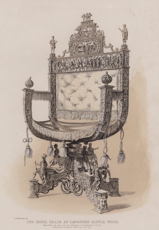 Stålstolen på Longford Castle, Wilts, presentert av byen Augsburg, til Rudolphis den 2., keiser av Tyskland omkring år 1577 av Charles James Richardson