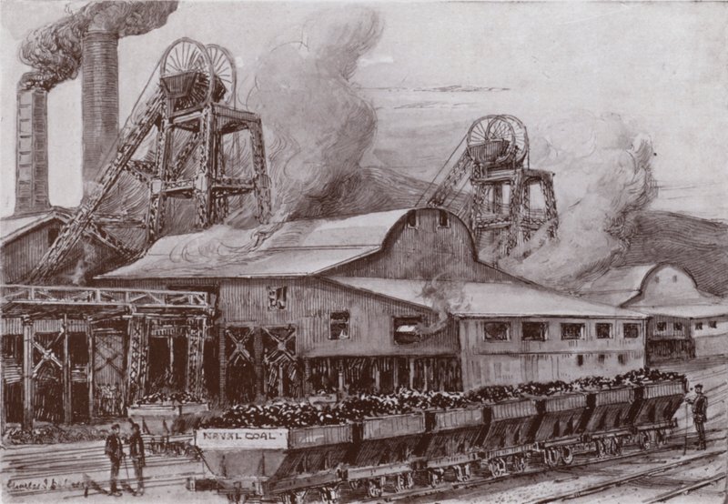 En walisisk kullgruve (litho) av Charles John de (after) Lacy